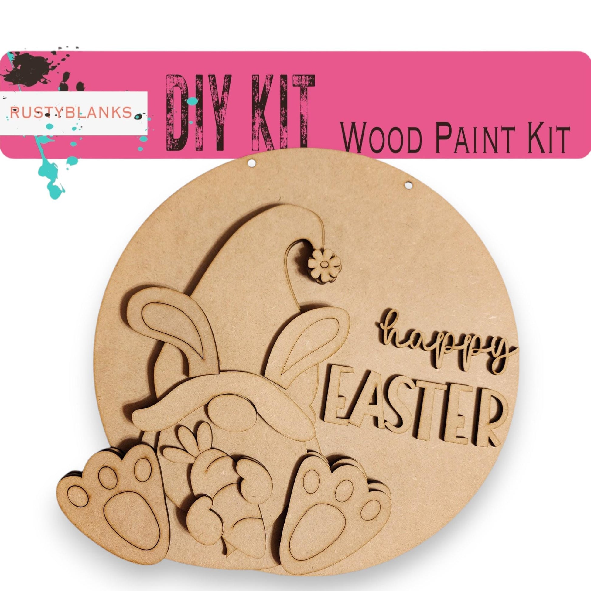 a wooden carving kit for a happy easter bunny