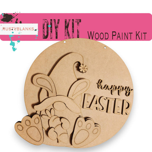 a wooden carving kit for a happy easter bunny