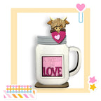 a picture of a mug with a cow on top of it