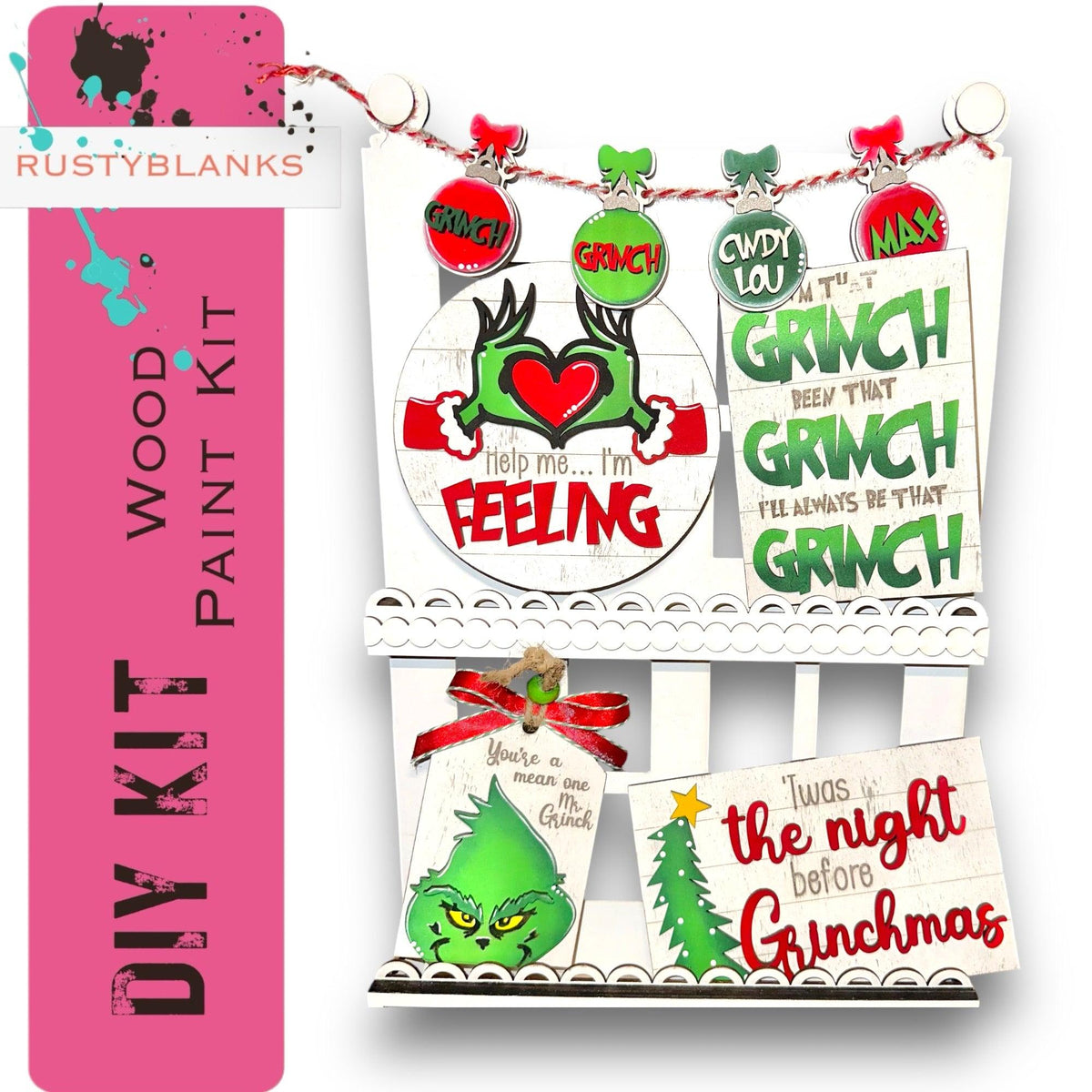 Christmas GrinchmasTiered Tray Set RusticFarmhouseDecor