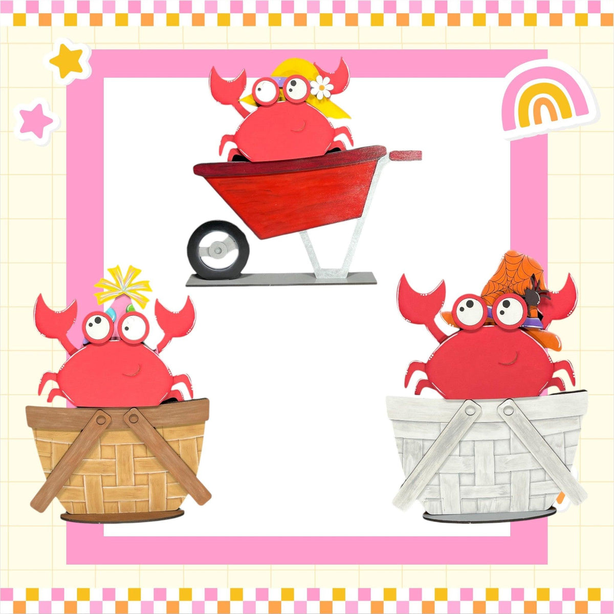 a picture of a crab in a wheelbarrow