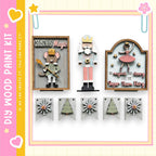 a collection of Christmas-themed decorations, including a nutcracker figure, a Christmas tree, and a banner with a quote. The decorations are arranged in a visually appealing manner, creating a festive atmosphere.