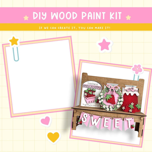 a card with a picture of a wooden bench