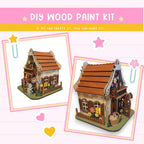a picture of a wooden house with flowers on it