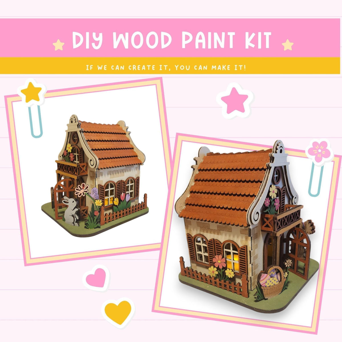 a picture of a wooden house with flowers on it