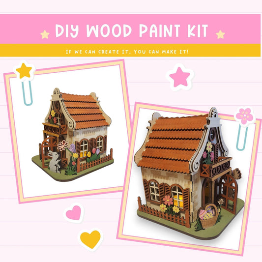 a picture of a wooden house with flowers on it