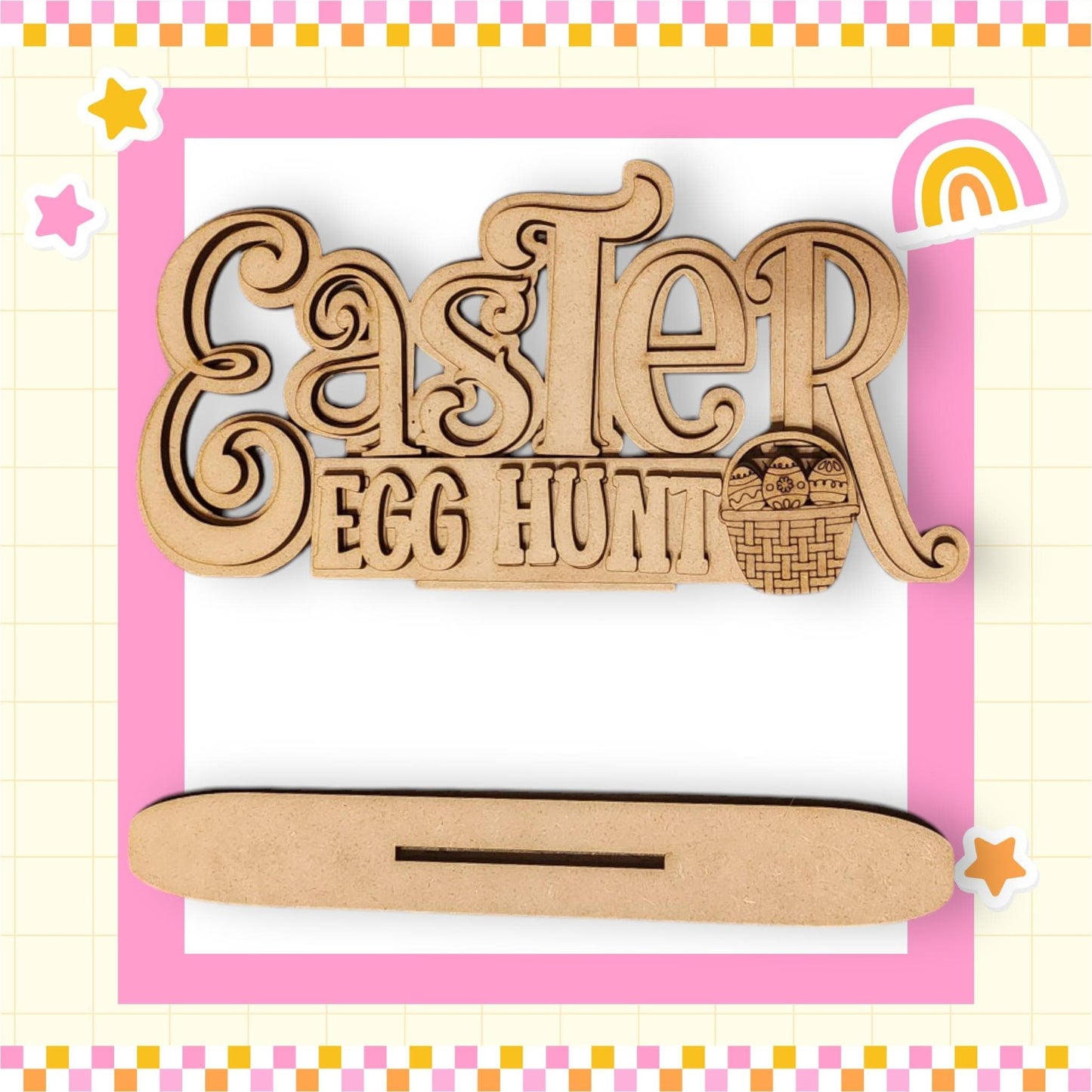 a wooden sign that says easter egg hunt