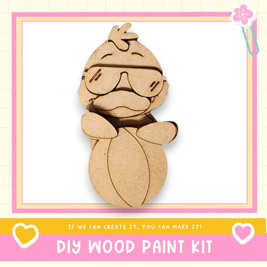 a wooden cutout of a cartoon character