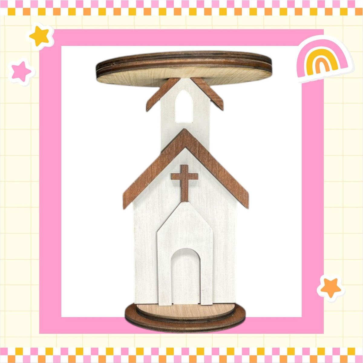 a picture of a church with a cross on it
