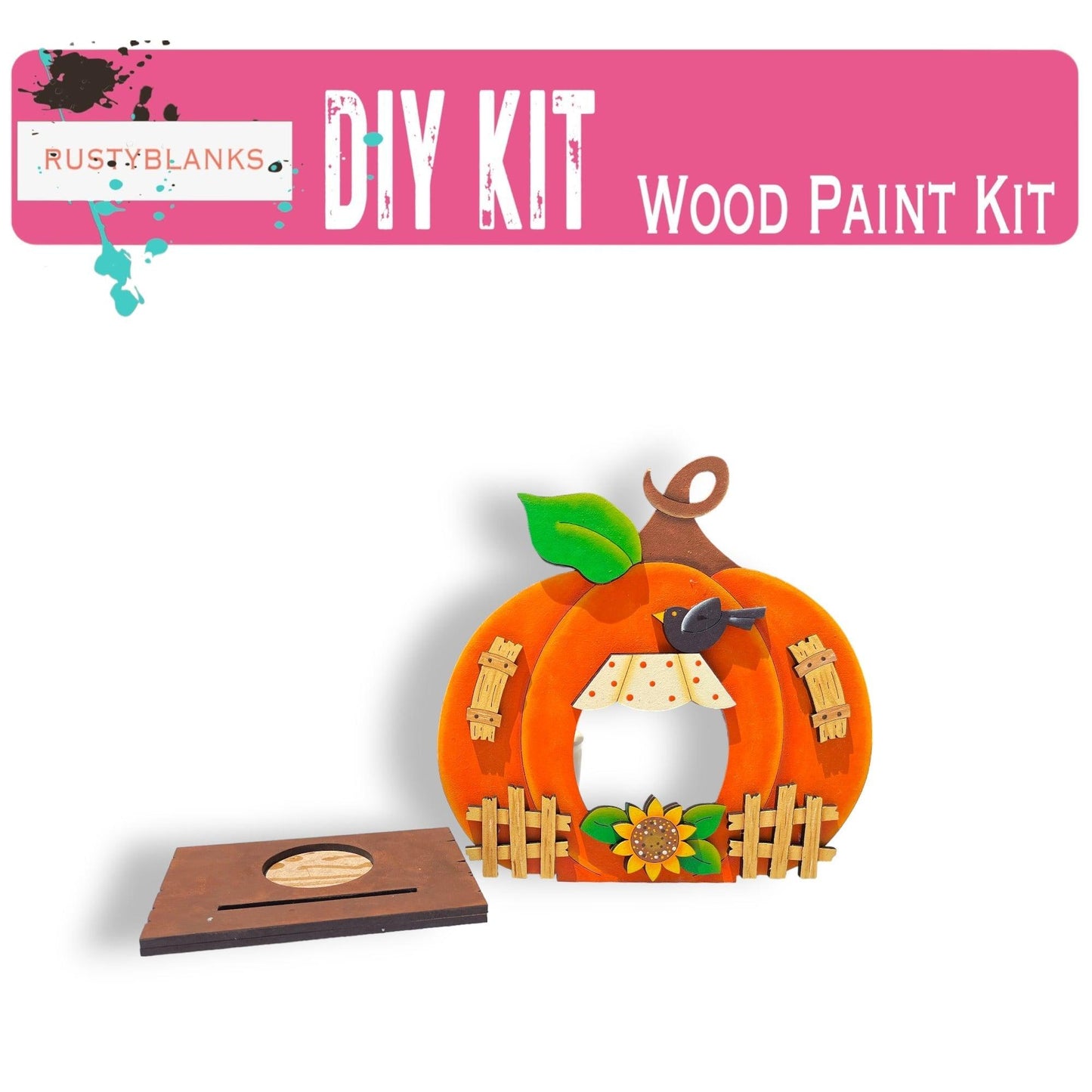 a picture of a wooden pumpkin kit