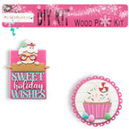 a picture of a wooden craft kit with a cupcake