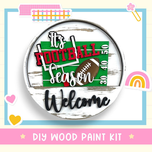 a wooden sign that says it's a football season welcome