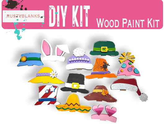 a bunch of hats that are on a white background