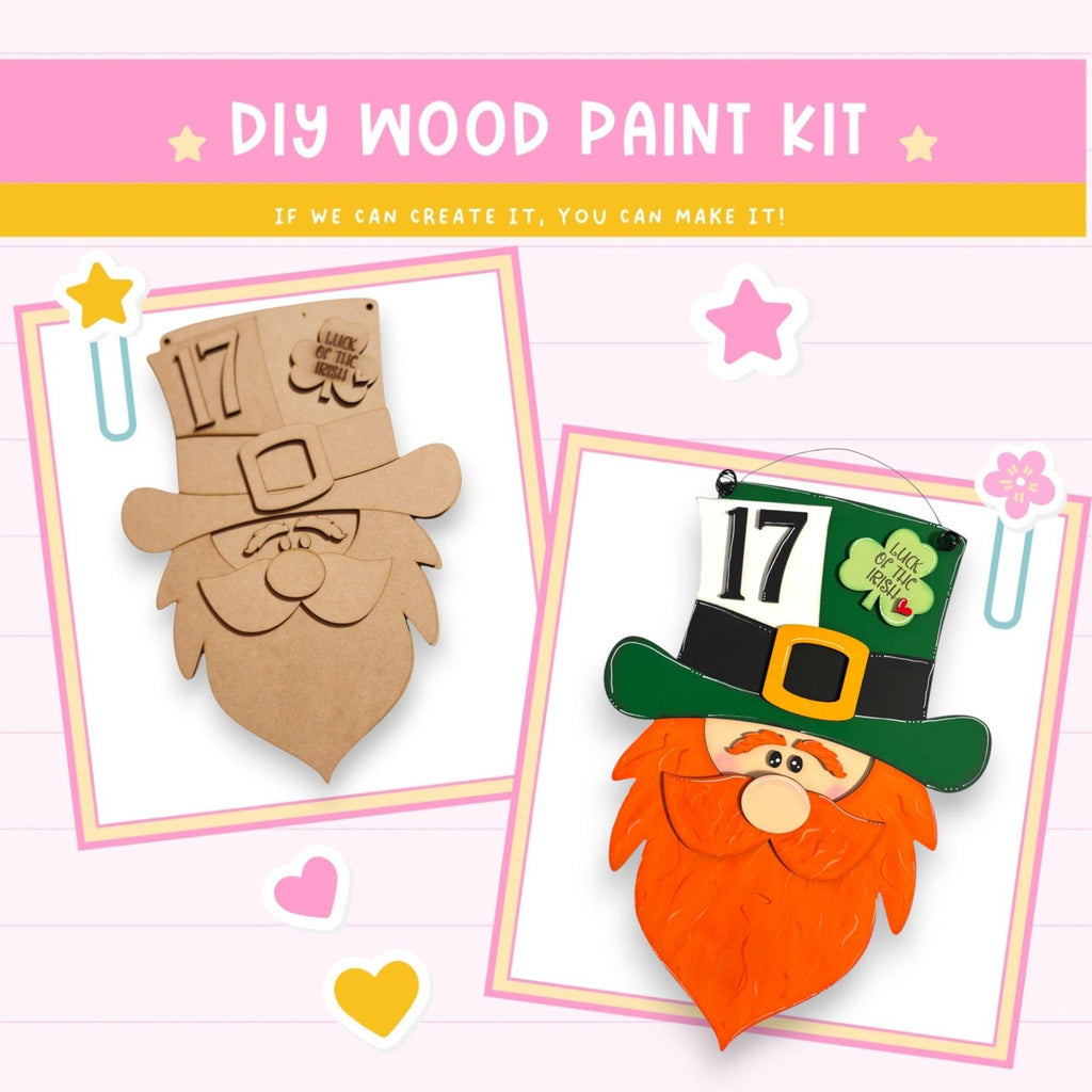 a wooden craft kit featuring a lepreite and a lepreite