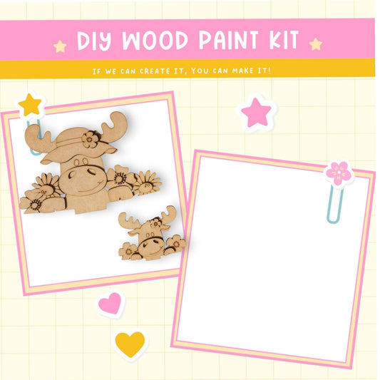a wooden craft kit with a picture of a moose