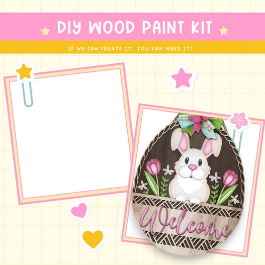 a card with a picture of a bunny in a basket