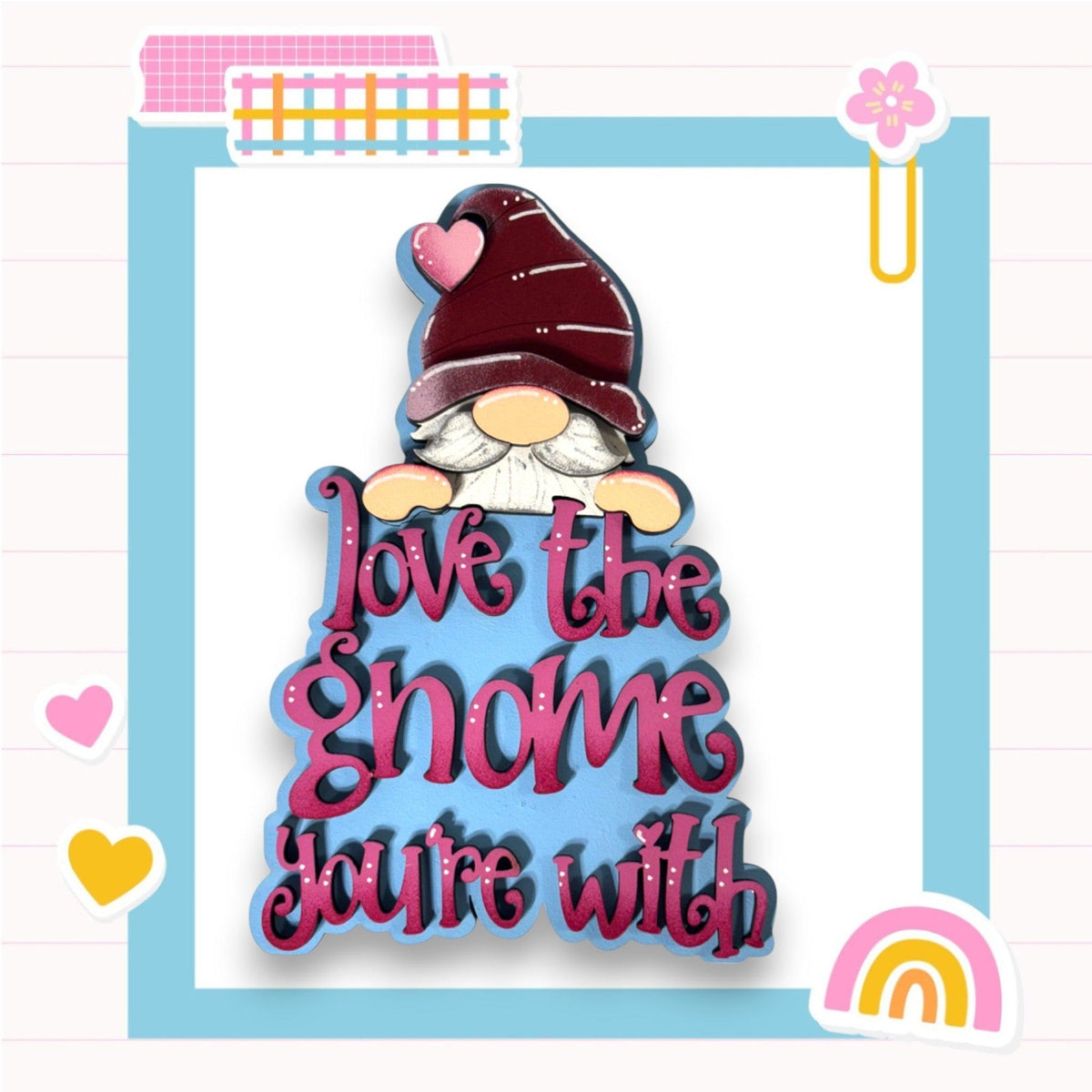 a card with a picture of a gnome on it