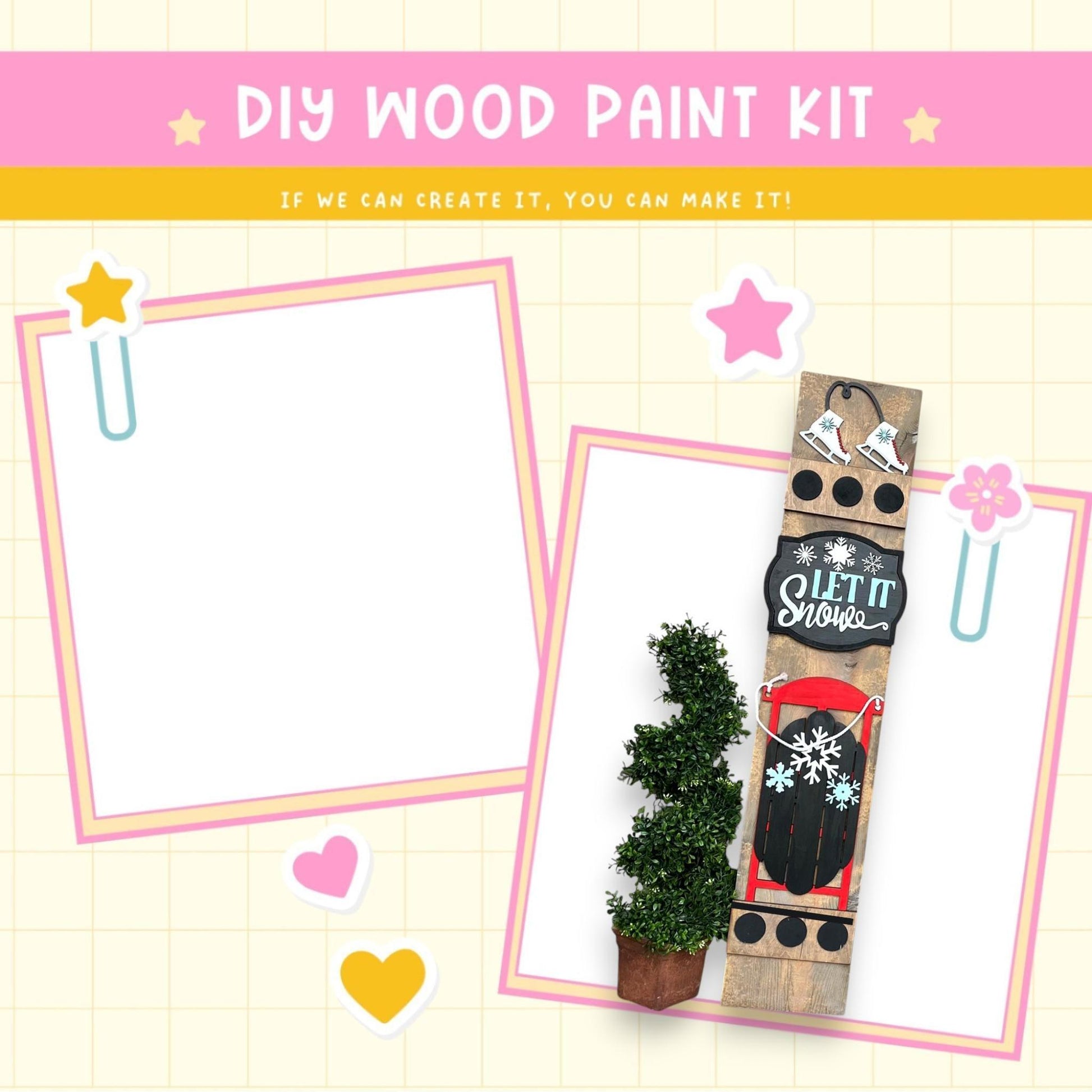 a diy wood paint kit with a potted plant