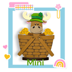 a card with a picture of a moose in a basket