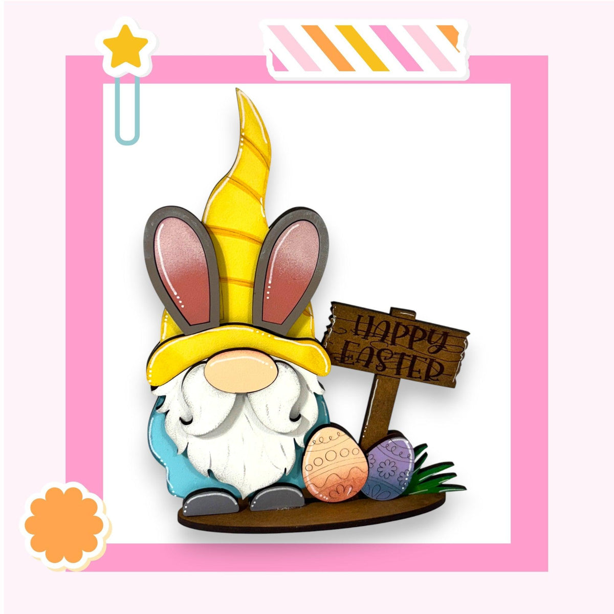 a picture of a happy easter bunny holding a sign