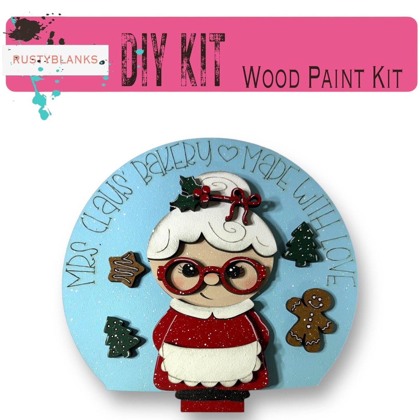 a wooden craft kit with a santa clause on it