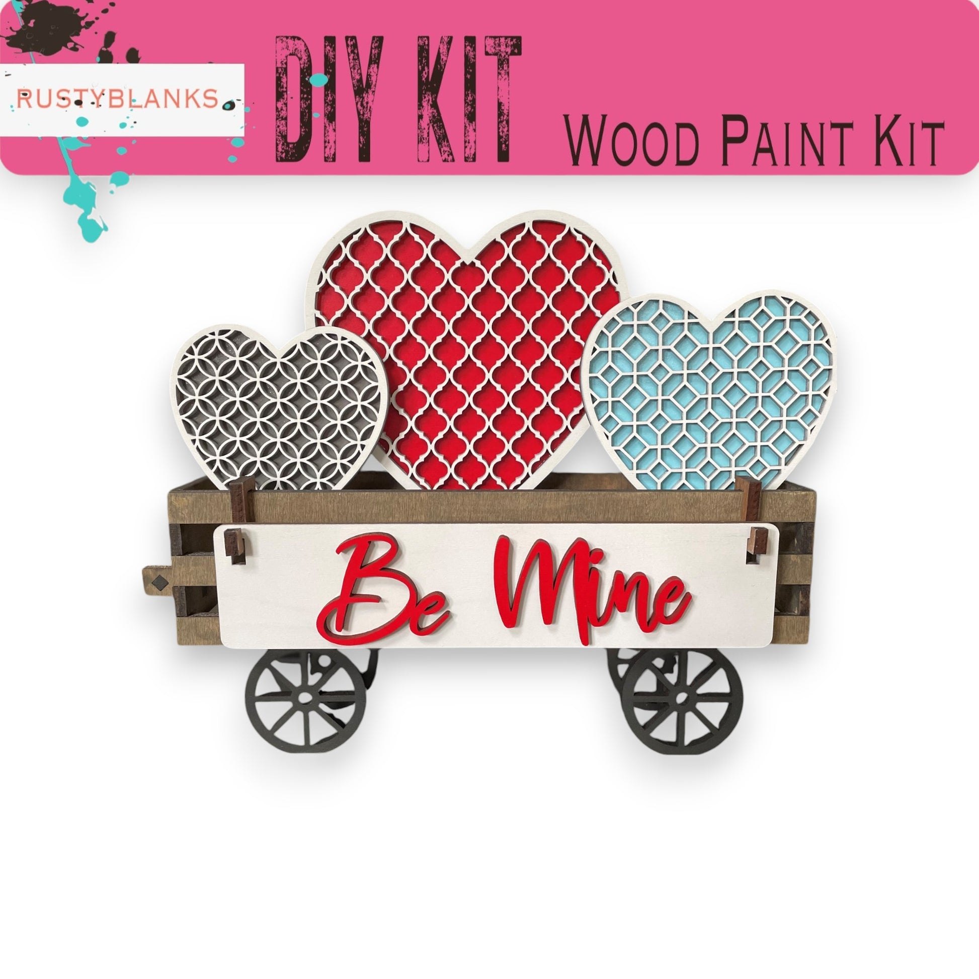 a diy kit with hearts on a wagon