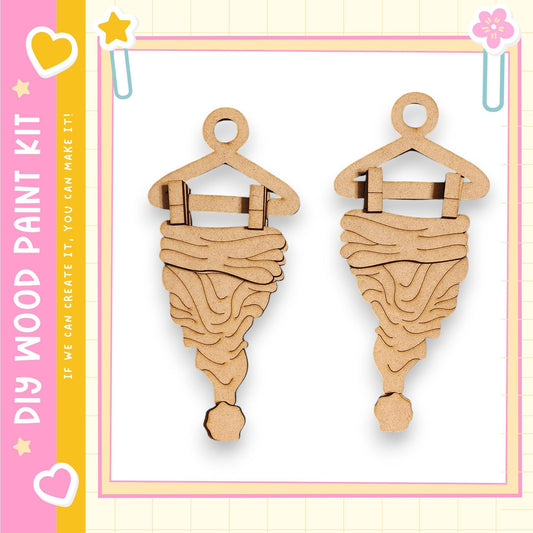 two wooden hangers, each with a unique design, displayed against a white background.