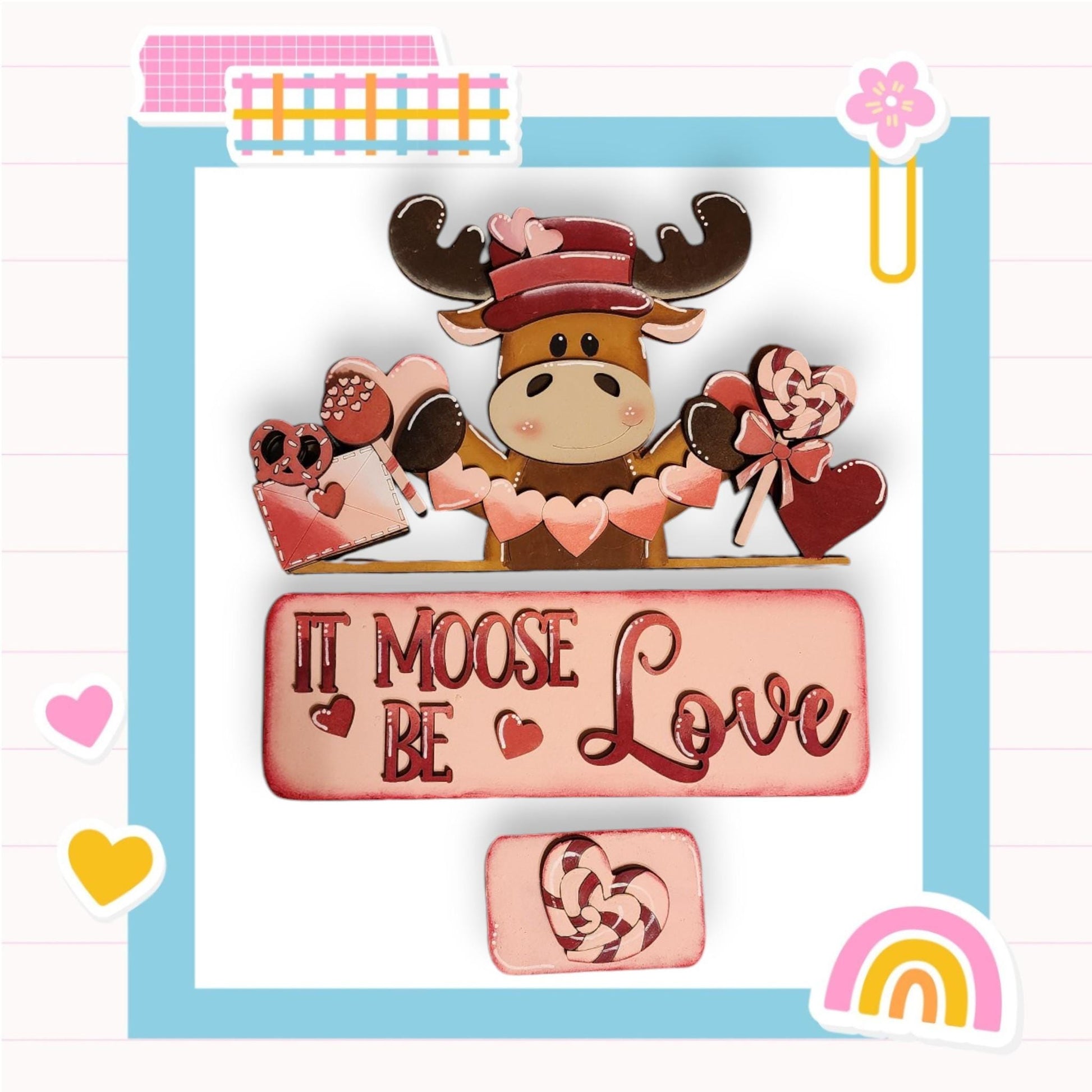 a picture of a moose with a sign that says it moose love