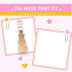 The image is a DIY wood paint kit with a snowman and a blank space for painting.