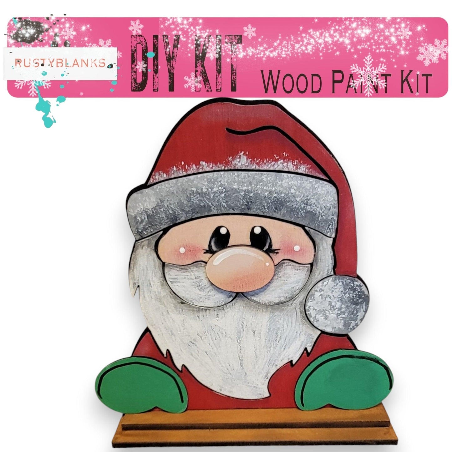 a wooden christmas decoration with a santa clause