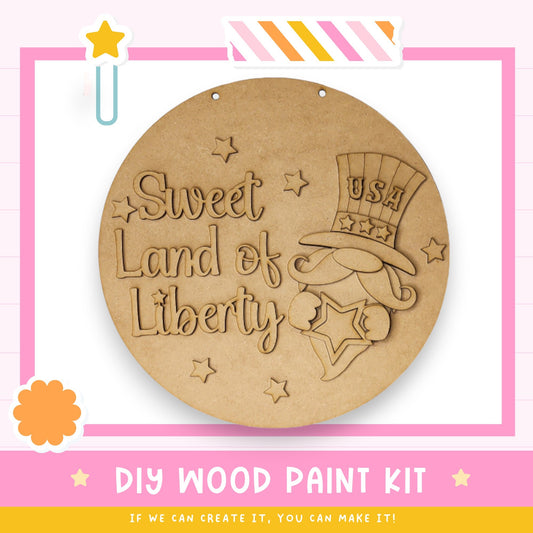 a wooden craft kit with the words sweet land of liberty on it