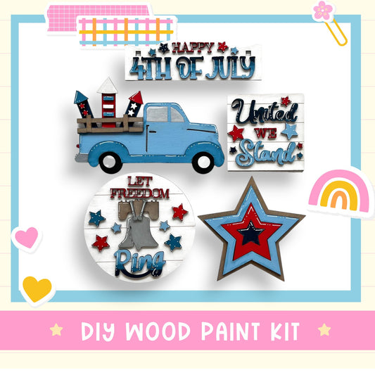 a picture of a blue truck with a rainbow in the background