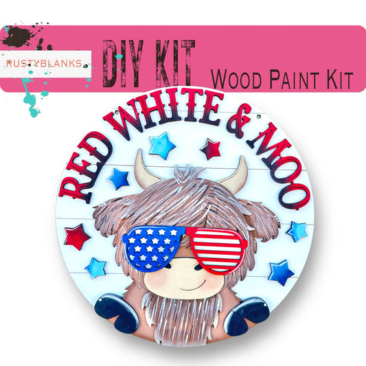 a red, white, and blue pin with an image of a bison wearing sunglasses
