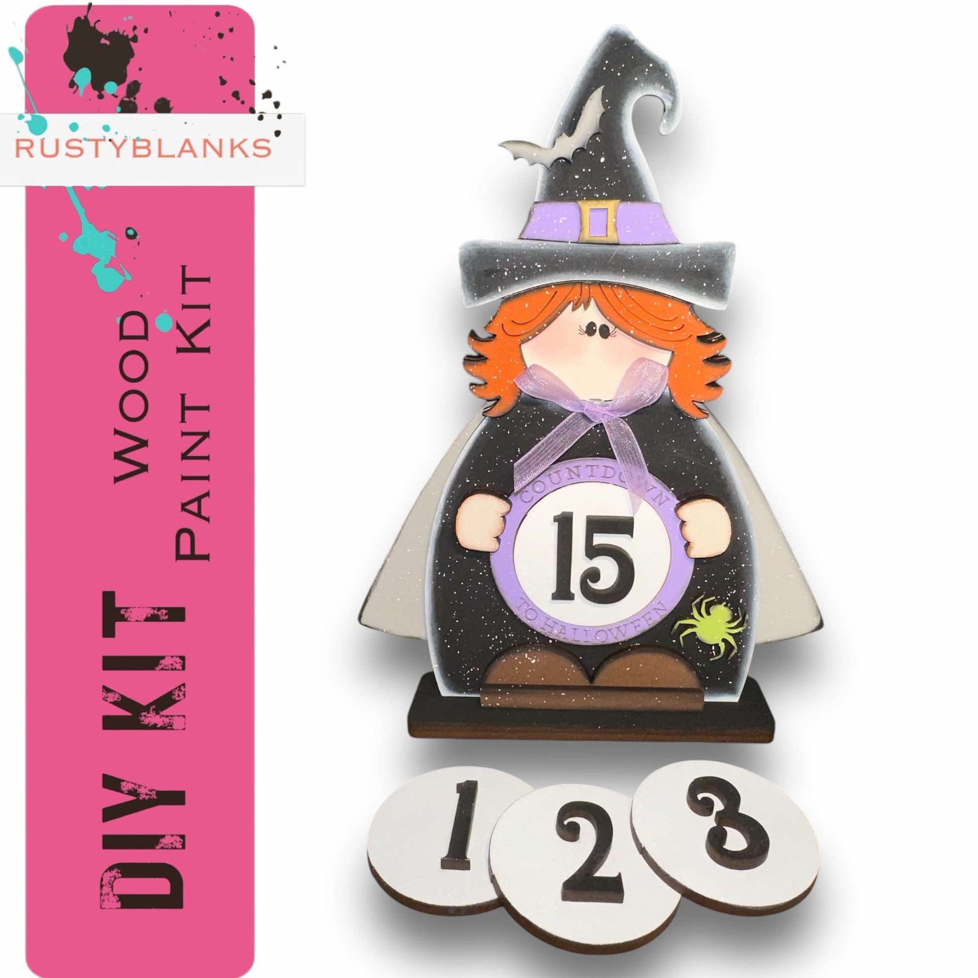 a clock with a witch hat on top of it