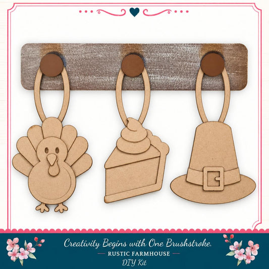 Thanksgiving Pegboard Inserts Turkey Pie Pilgrim Hat Interchangeable DIY Craft Kit product image 2 from The Rustic Farmhouse