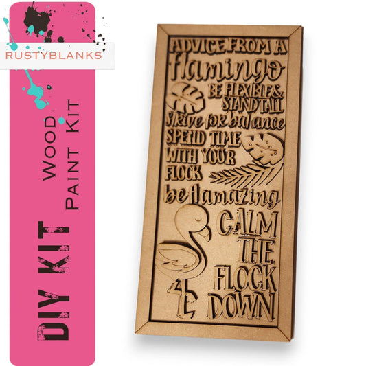 Advice From a Flamingo Framed Word Collage Sign DIY Kit - RusticFarmhouseDecor