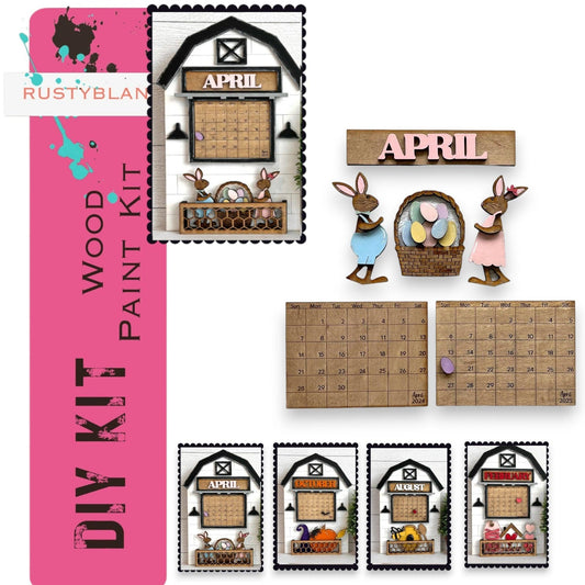 April 2024/25 Barn Calendar Insert Set, DIY Wood Banks, Interchangeable Calendar - RusticFarmhouseDecor