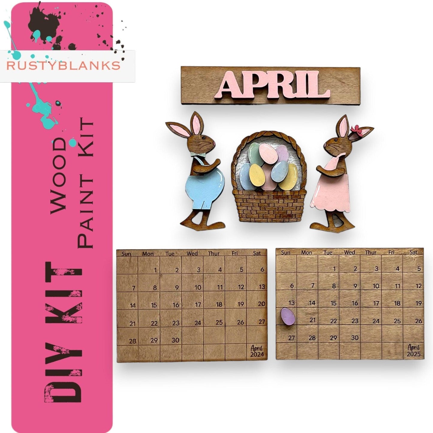 April 2024/25 Barn Calendar Insert Set, DIY Wood Banks, Interchangeable Calendar - RusticFarmhouseDecor