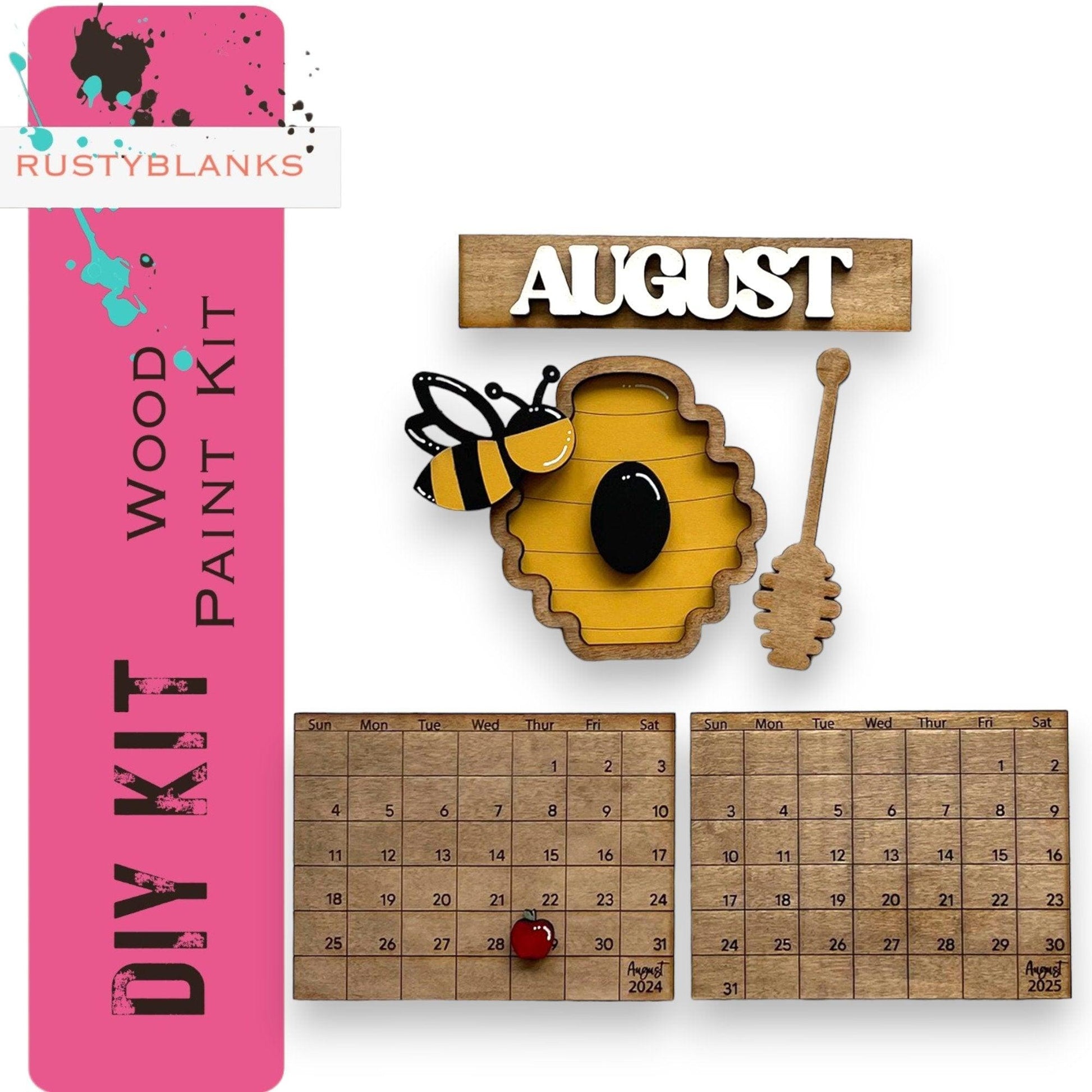 August 2024/25 Barn Calendar Insert Set, DIY Wood Banks, Interchangeable Calendar - RusticFarmhouseDecor