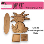 Axolotl Interchangeable Animal with 13 Seasonal Hats, Insert and tile holder, Season DIY Decor - RusticFarmhouseDecor