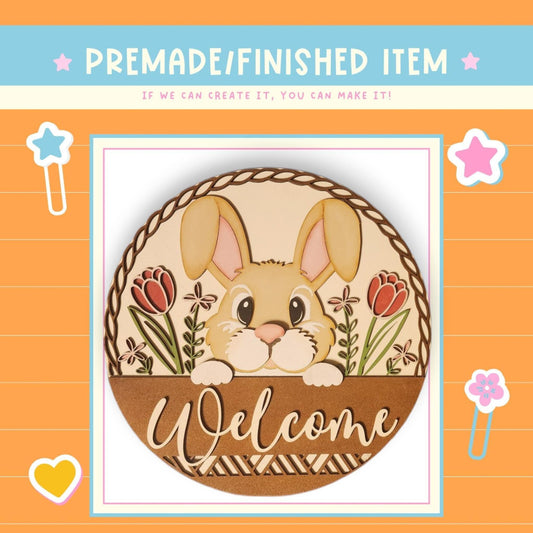 a card with a picture of a bunny in a basket