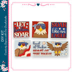 a collage of patriotic-themed stickers featuring an eagle and the American flag.