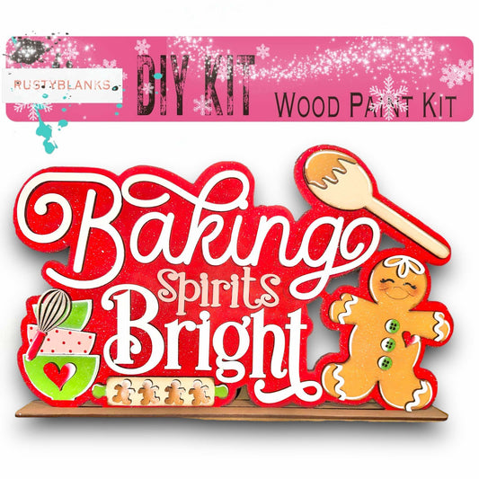 a wooden sign that says baking spirit bright