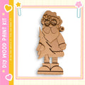 A wooden Christmas ornament kit with a Santa Claus figure and a tree.