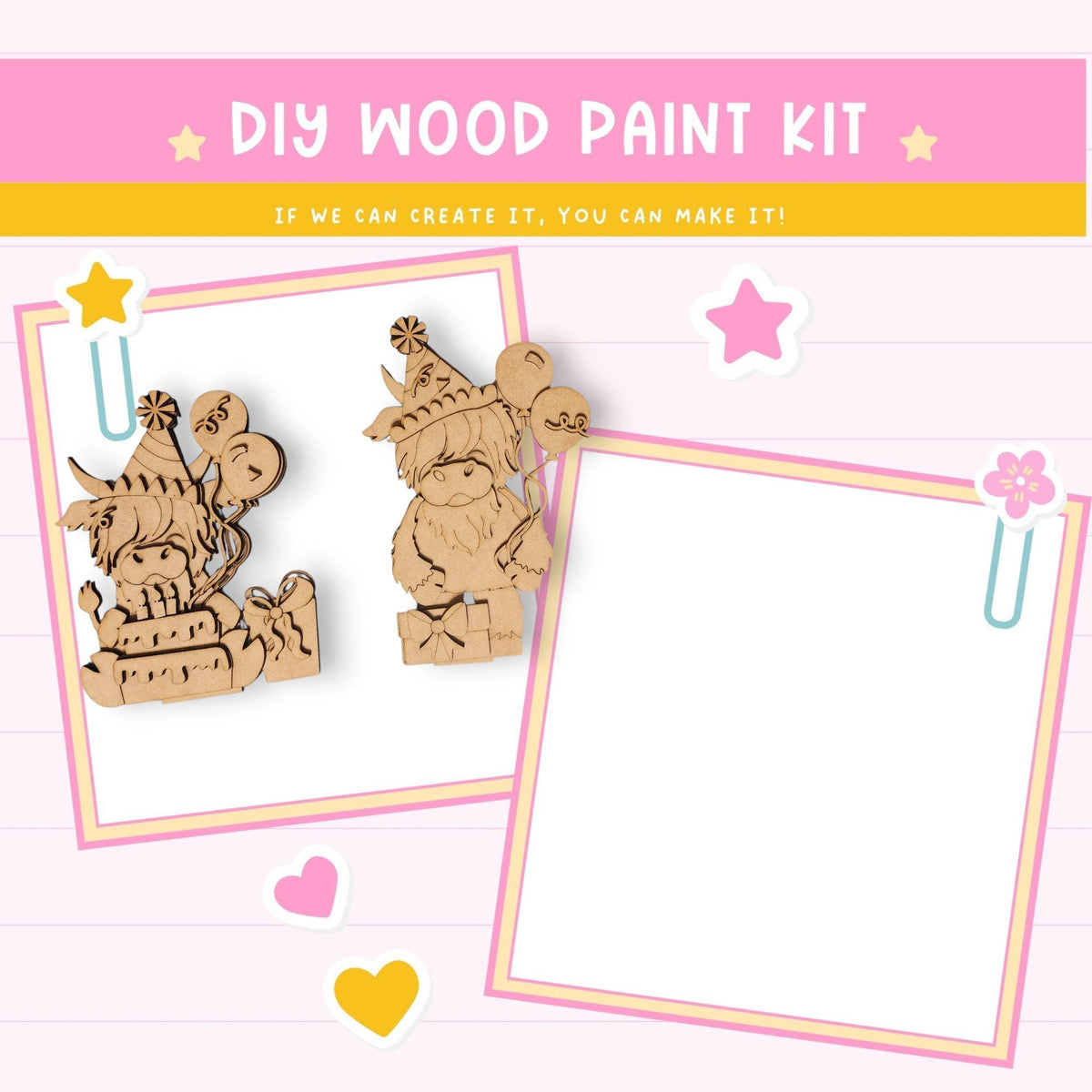 a wooden craft kit with a picture of an elephant and a giraffe