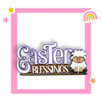 a picture of a sheep with the word easter on it