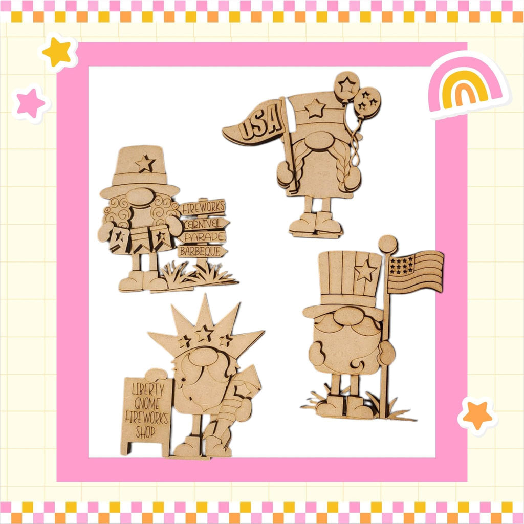 a wooden cutout of a cartoon character
