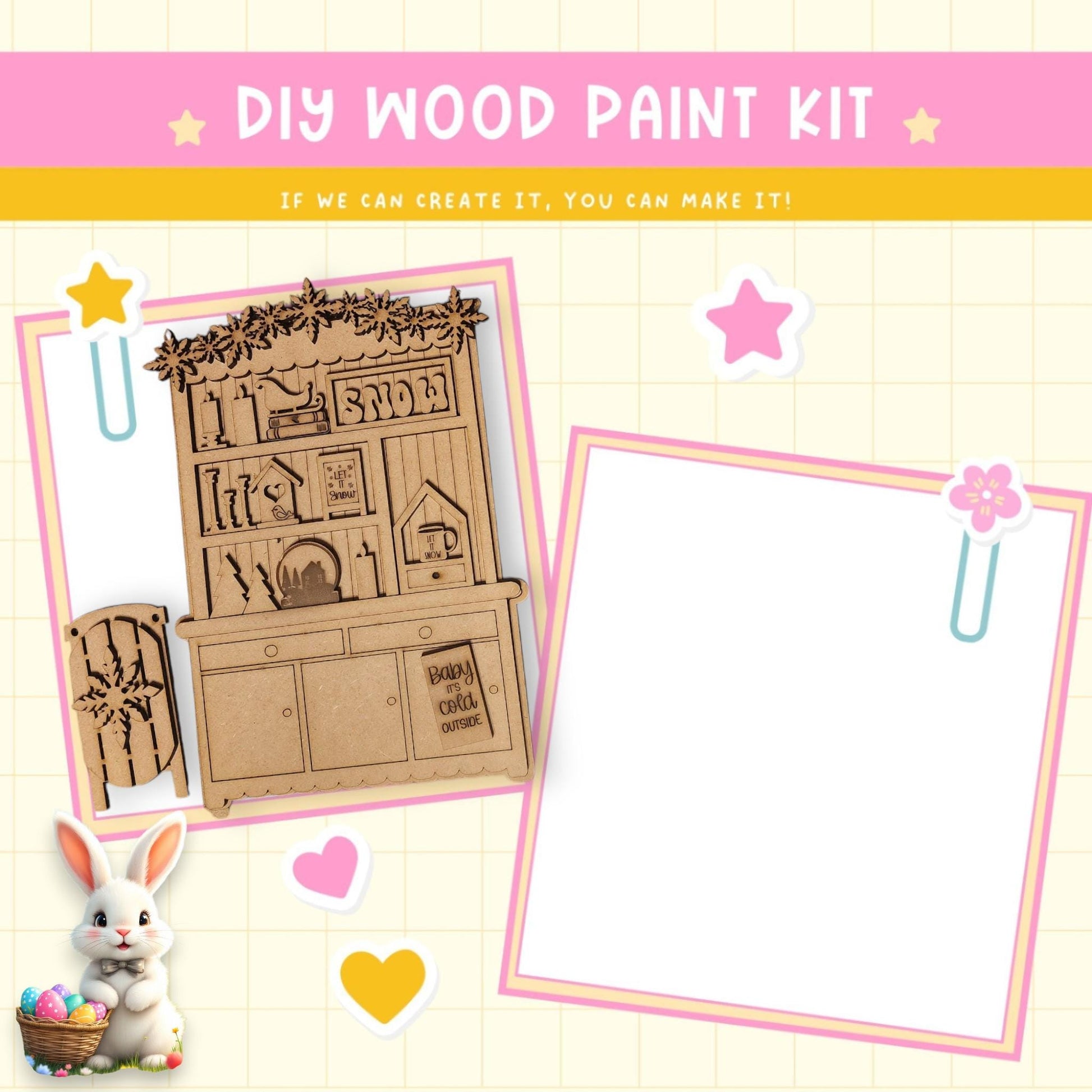 a craft kit with a picture of a house and a bunny