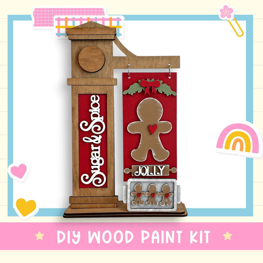 a wooden craft kit with a gingerbread man on it