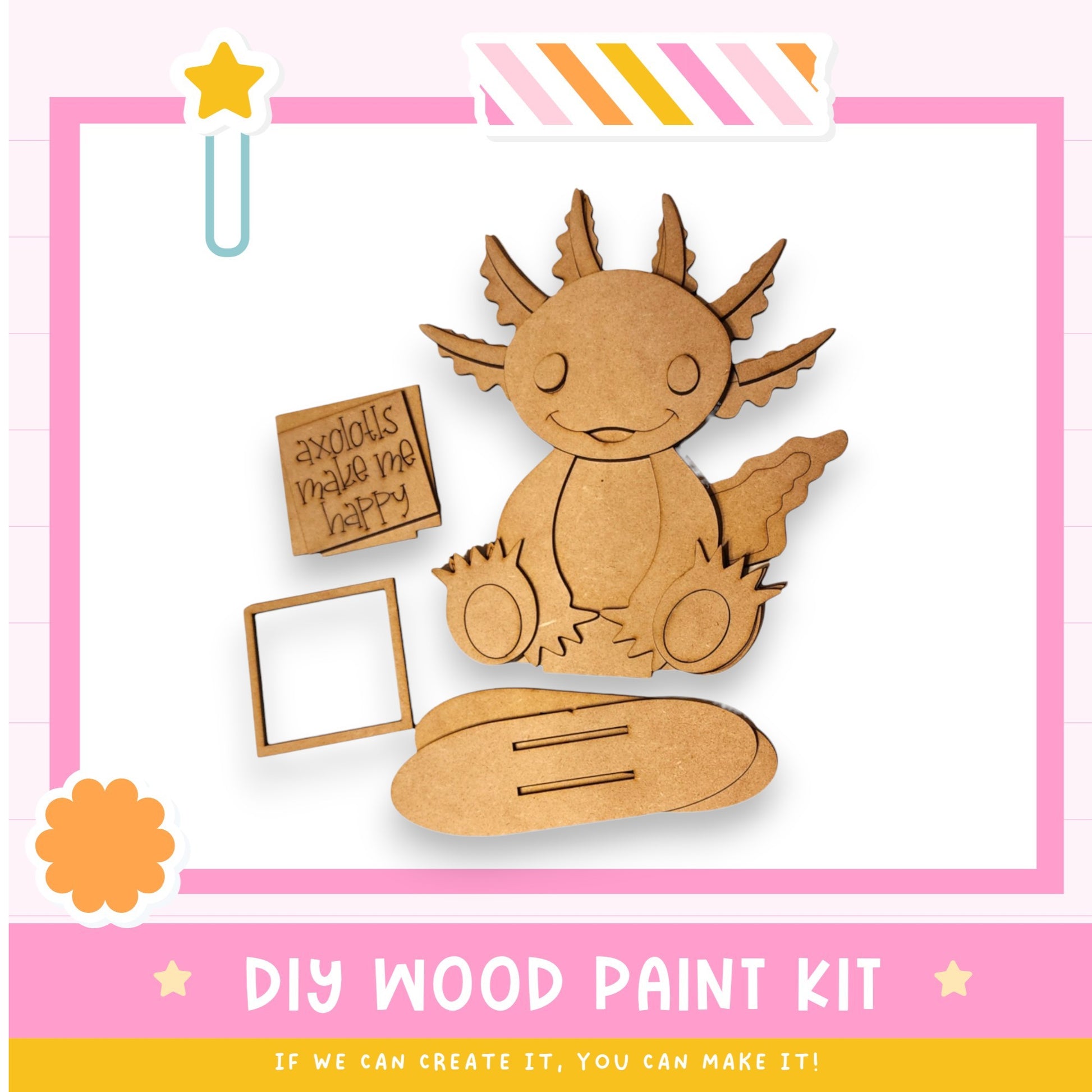 a wooden craft kit with a picture of a dragon